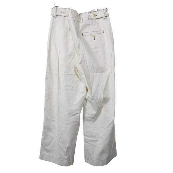 Madewell Button-Tab Wide-Legs Pants Cream SZ 6 100% Cotton Trendy Casual - Picture 4 of 15